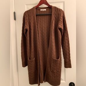 Knitted brown long cardigan - Cleo brand